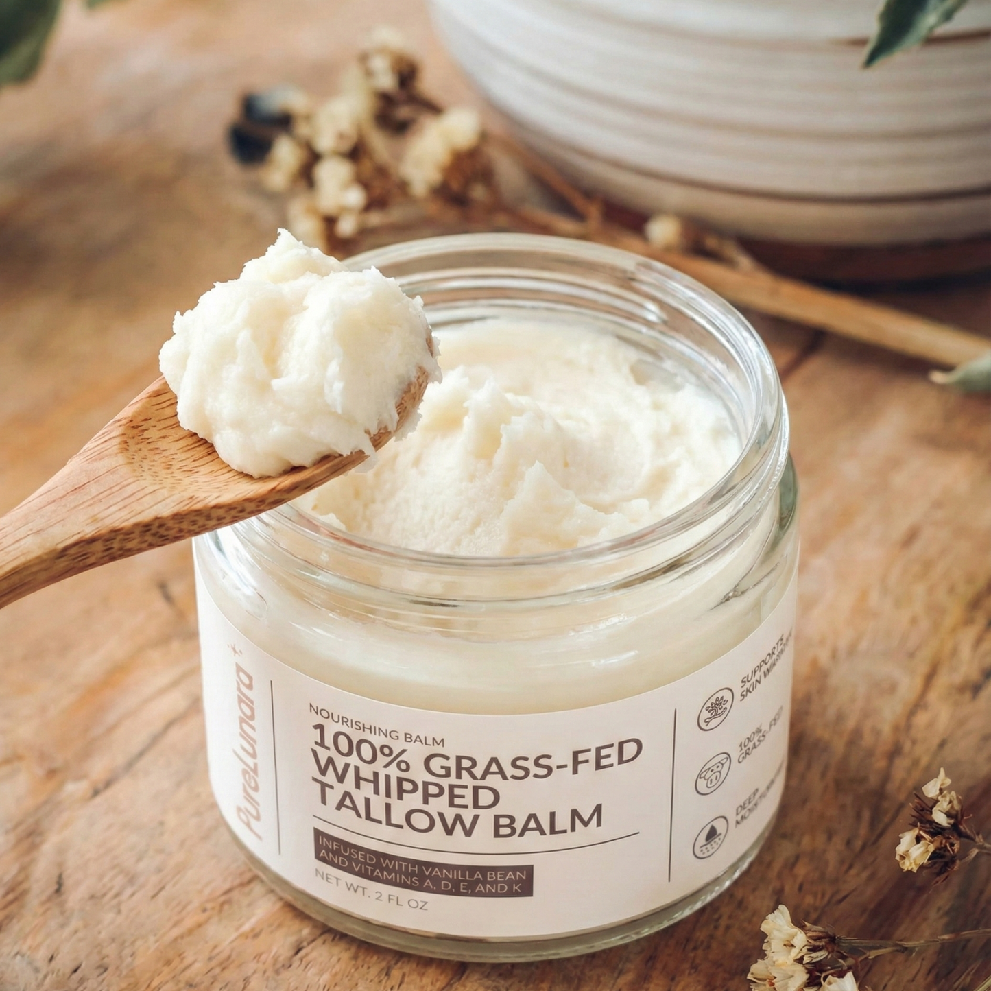 Whipped Grass-Fed Tallow Balm with Vanilla Bean
