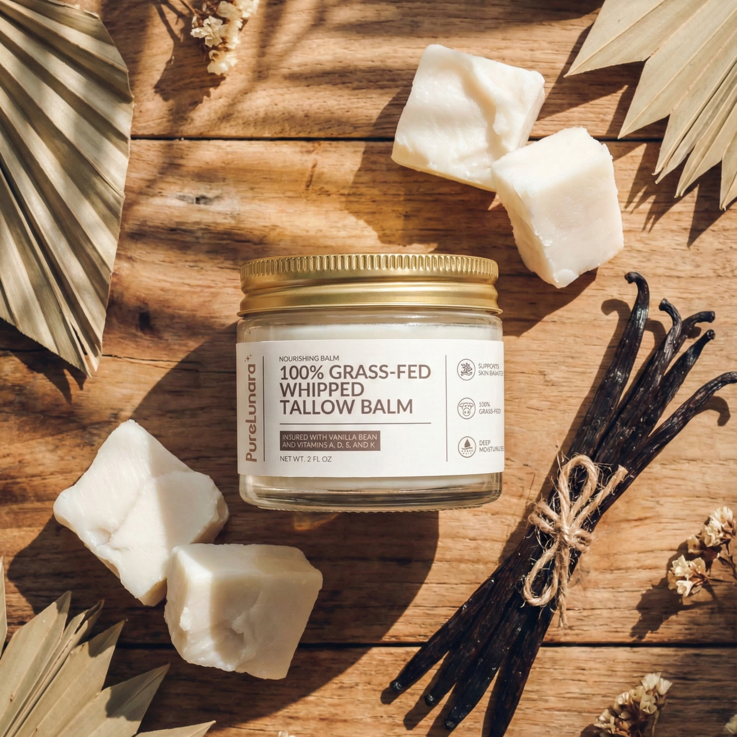 Whipped Grass-Fed Tallow Balm with Vanilla Bean