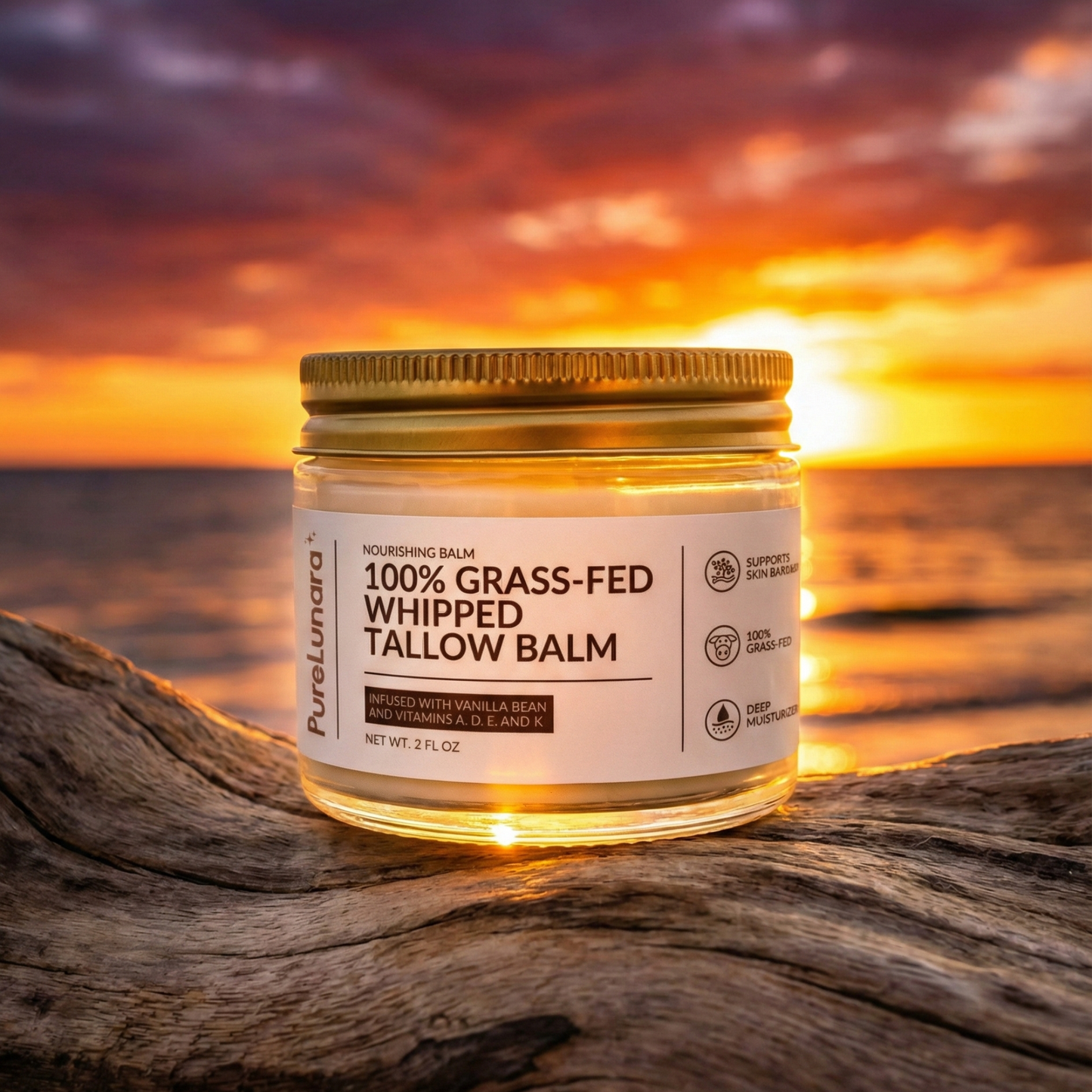 Whipped Grass-Fed Tallow Balm with Vanilla Bean